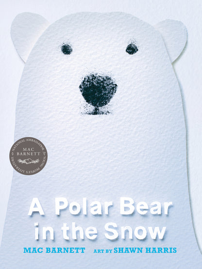Book cover of 'A Polar Bear in the Snow' with a polar bear illustration and author's names.