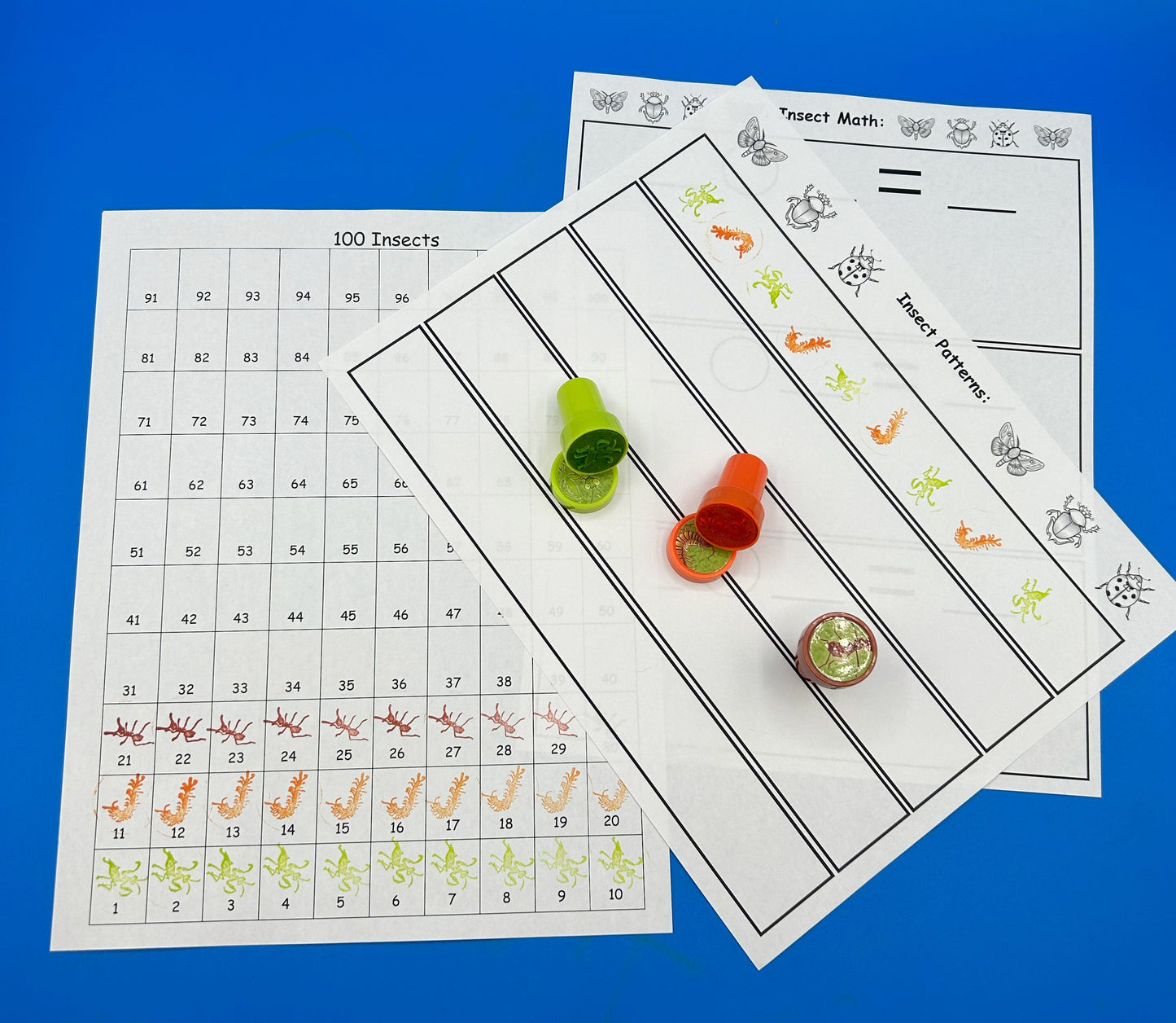 Insect stamper math games