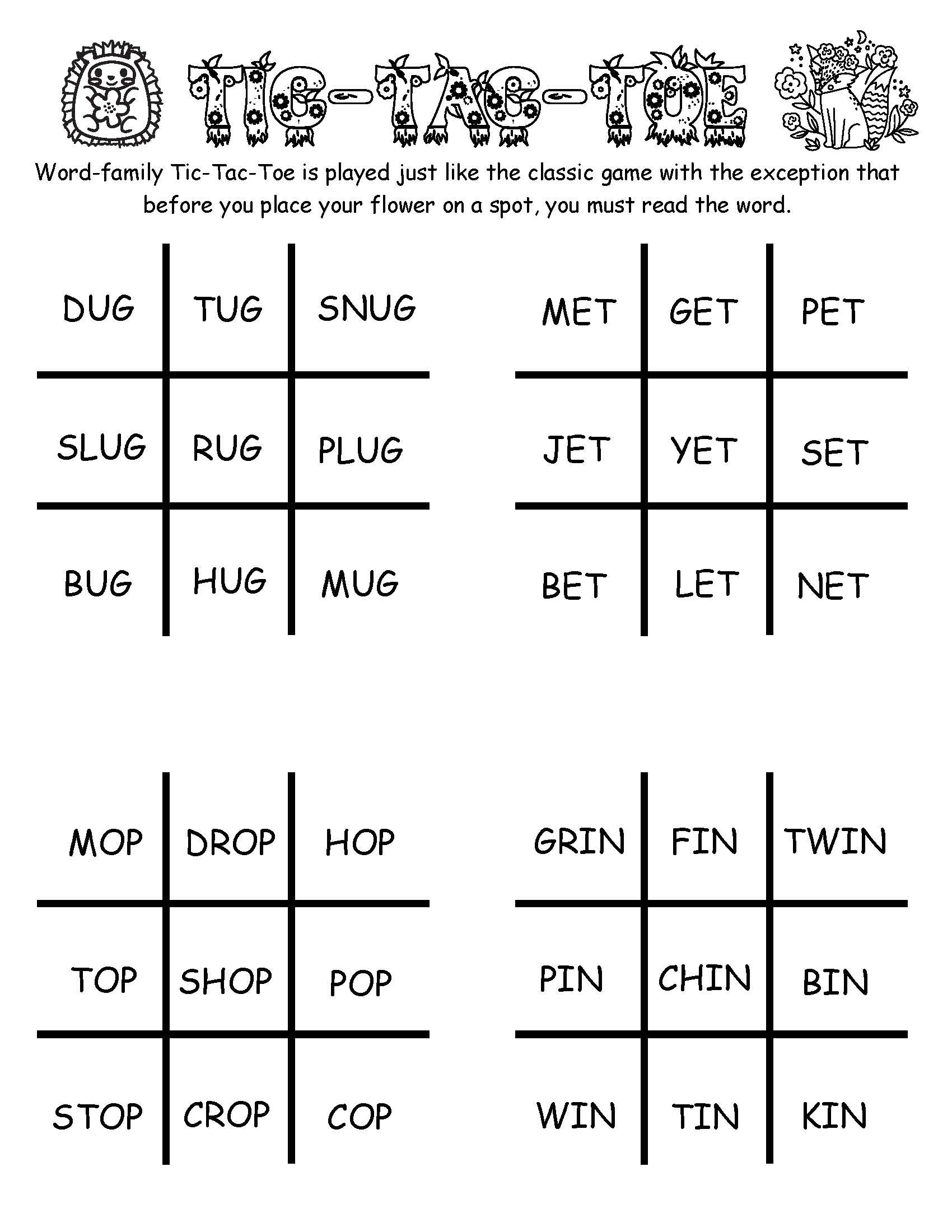 Tic Tac Toe with words