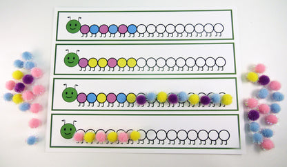 Caterpillar patterns - Ivy Kids Educational Activity Kit featuring the book Gotta Go! Gotta Go! by Sam Swope and over 10 art, literacy, math, and science activities inspired by the story. Learn about monarch butterflies. Perfect kit for spring.