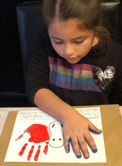 Moose hand print antlers art project and writing prompt