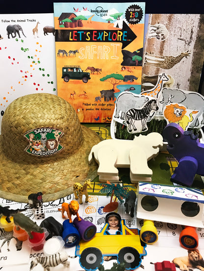 Safari themed children's activities math art literacy science